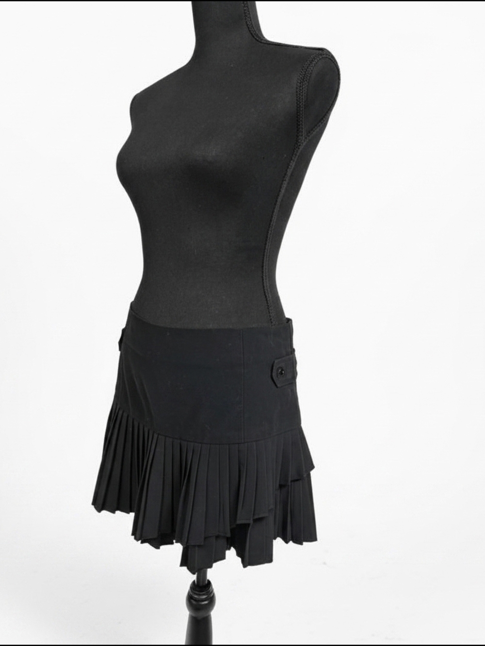 Charlotte Russe Black Pleated Layered Mini Skirt